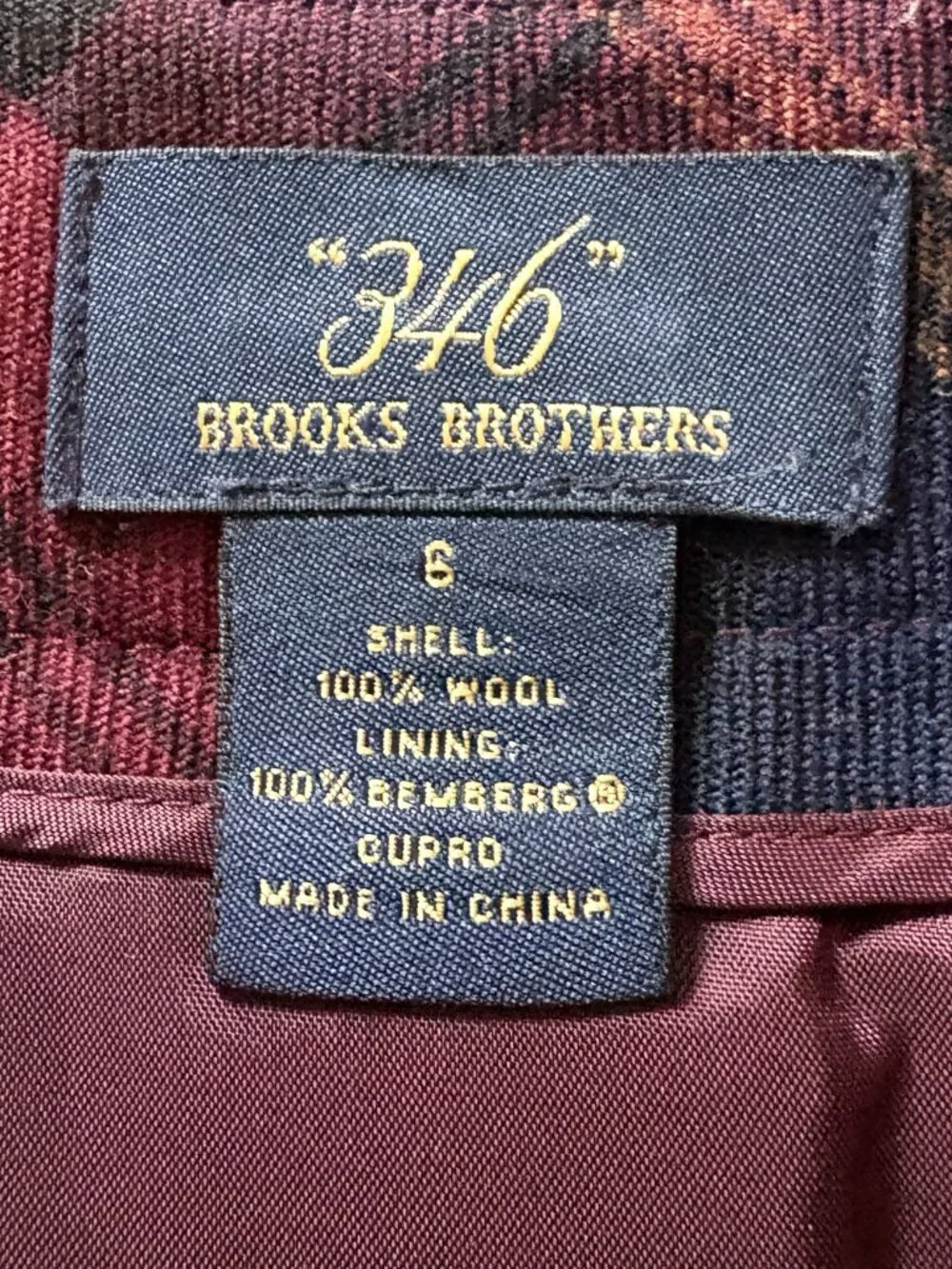 Brooks Brothers 346 Wool Red Navy Plaid Pleated Tartan Skirt Women Size 6